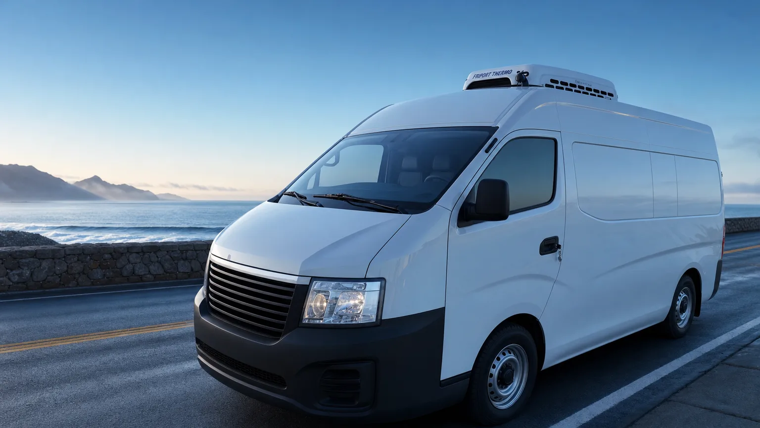Van refrigerada con equipo Friport Thermo en el techo